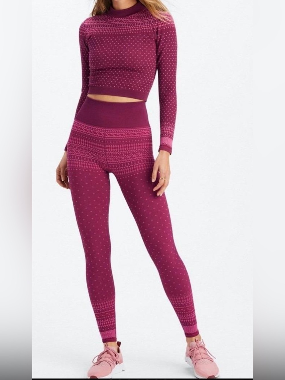 Fabletics Nordic Fair Isle Matching Set Crop Top colorful and cozy